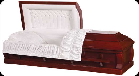 Casket: TEMPLE - Solid Cherry Wood Casket-Cremation or Burial