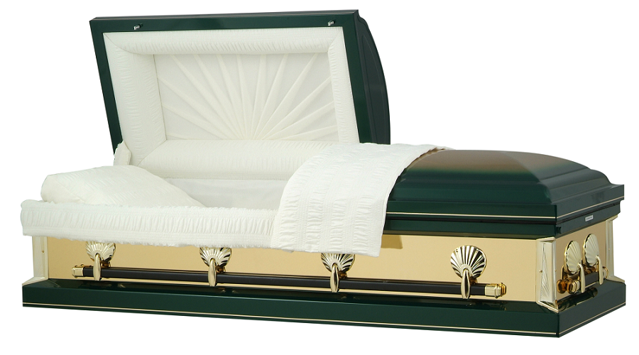 Picture of Hunter Green with Gold Mirrors Casket Casket