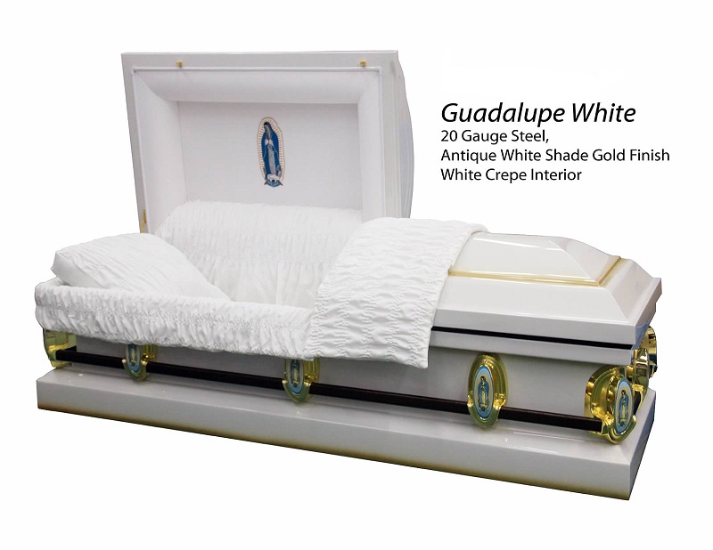 Picture of Lady of Guadalupe WHITE Metal Casket  Casket