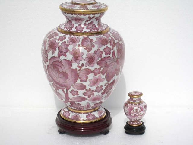 Photo of Pink Rose Floral Adult Urn with FREE Keepsake Urn