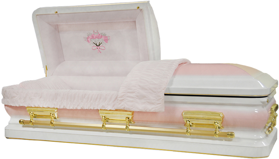 Picture of PINK, WHITE & GOLD Round Shell Casket