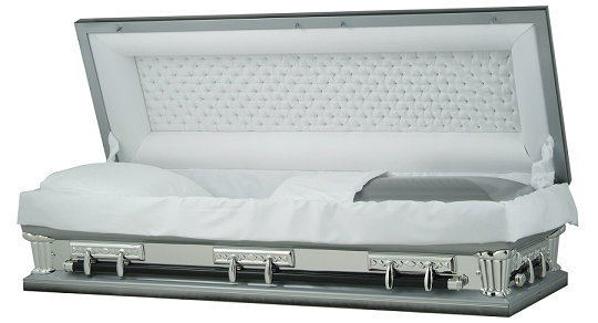 Casket: FULL COUCH Natural Brush/Silver/Black 29 inch Oversize