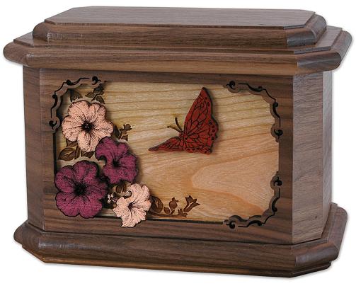 Photo of Octagon Wood Urn - Butterfly or Hummingbird Urn