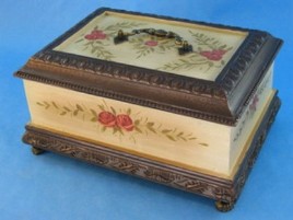 Photo of Jewelry Box Urn with Painted Roses Urn