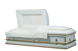 Casket: American White w/Gold Shade Steel Casket