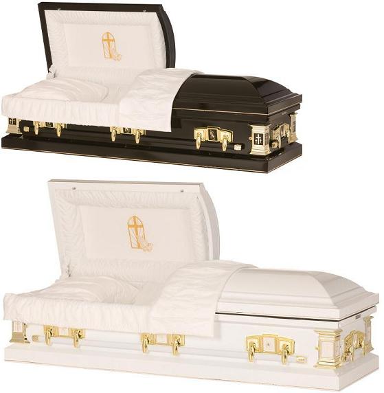 Picture of Chapel Cross Ebony or White/Gold Steel Casket Casket