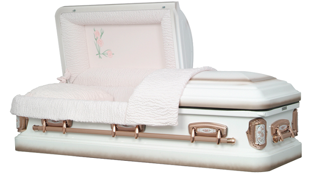 Casket: Carnation Primrose White Steel Casket