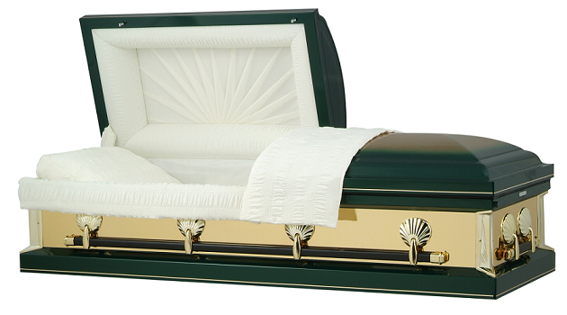 Casket: Hunter Green with Gold Mirrors Casket