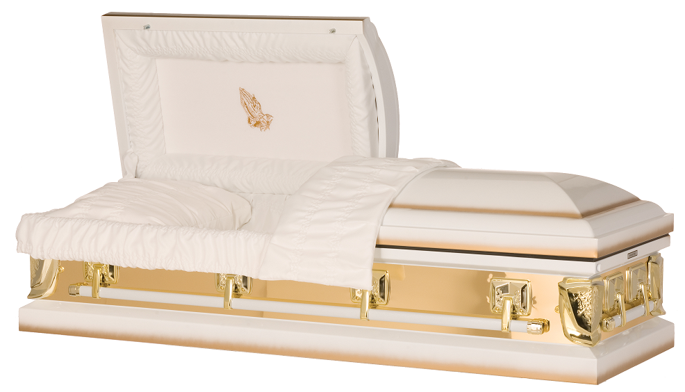 Picture of Golden Sunlight Mirrors with Praying Hands Casket Casket