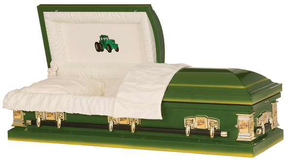 Casket: Farmer Green Tractor Steel Casket