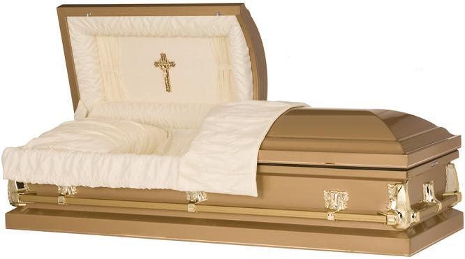 Casket: Golden Calvary Cross Casket