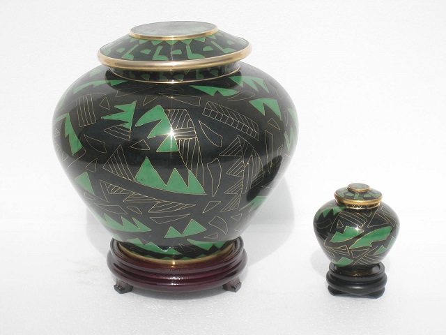 Photo of Green Deco Art Adult Urn with FREE Keepsake Urn