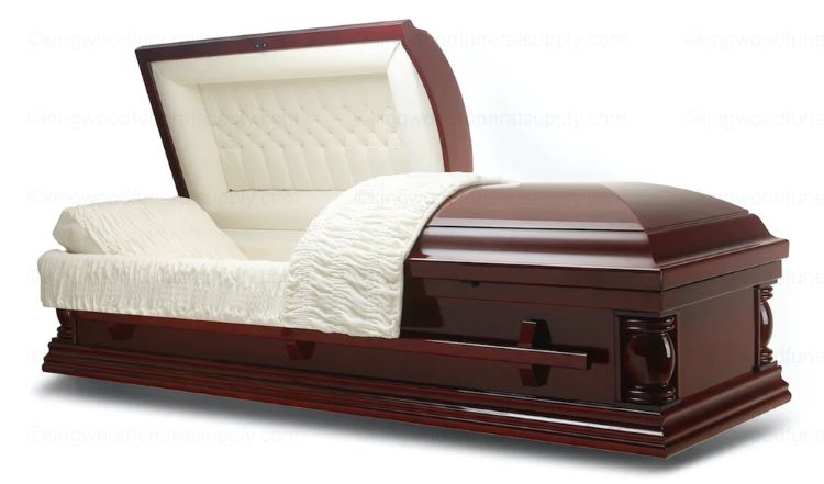 Casket: ELITE - Dark Cherry Veneer - Cremation or Burial Casket