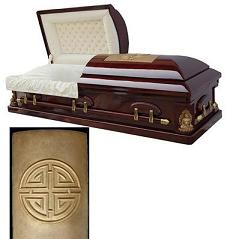 Casket: Buddha & Long Life Shield - Solid Cherry Golden Memory