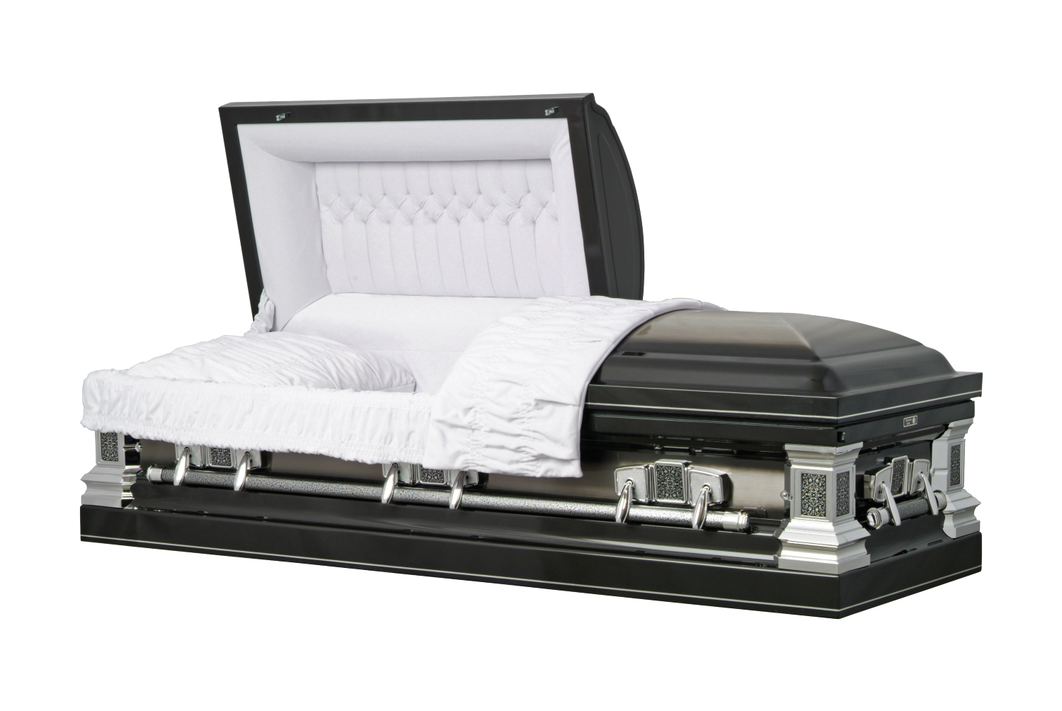 Picture of Stainless Steel - Remington Silver/Black Casket Casket