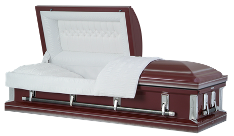 Casket: Burgandy Finish American Steel Casket