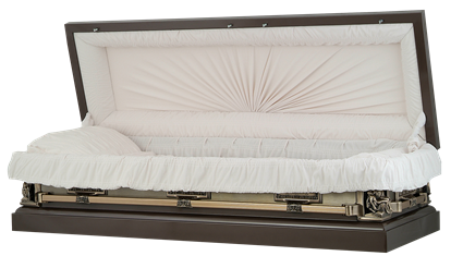 Casket: La Pieta Bronze & Gold Full Couch Casket