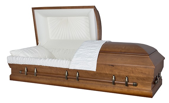 Casket: SOLID POPLAR - Fargo 26 inch OVERSIZE WOOD CASKET