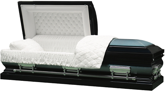 Casket: LINCOLN BLUE Brushed Metal Casket