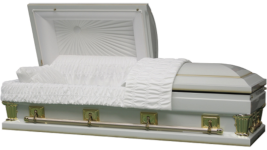 Casket: Franklin White Oversize - interior in either 27.5 in or 30.5 in size
