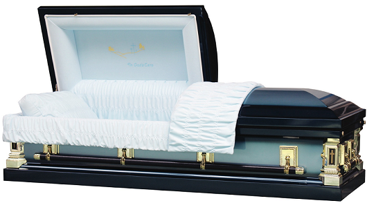 Casket: In Gods Loving Care Blue Steel Casket