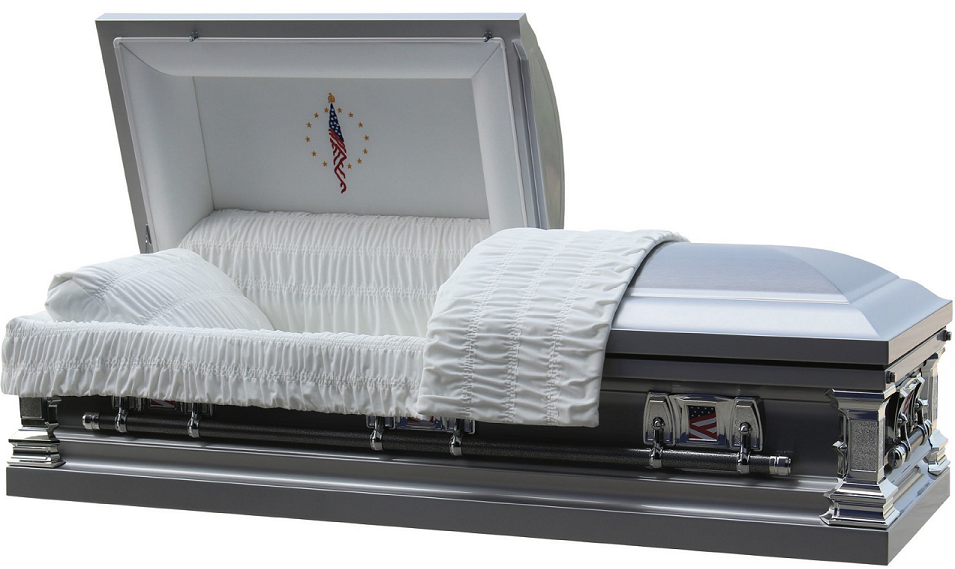 Picture of Brushed Platinum Veteran Tribute Steel Casket Casket