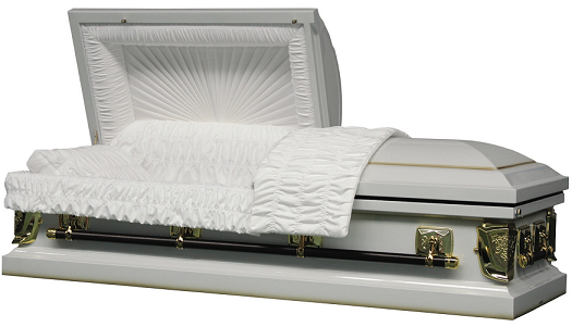 Casket: Regal White/Gold 20ga Casket with Gasket/Lock